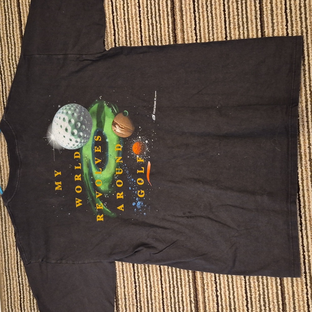 JUST‎ HAFTA PLAY GOLF Coed Sportswear Black Cotton XL Mens Graphic T Shirt VTG